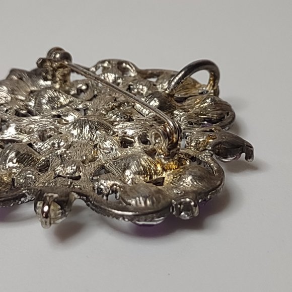 Pretty Purple And Pink Rhinestone Vintage Brooch - Picture 14 of 16